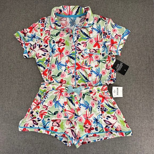Lady Princess Sleepwear Set Button Top & Shorts Super Soft &‎ Comfy Small Floral